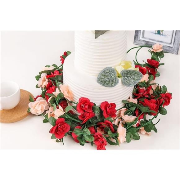 5 Pack 47 FT Fake Rose Vine Flowers Plants Artificial Flower Hanging Rose Ivy - Picture 2 of 6